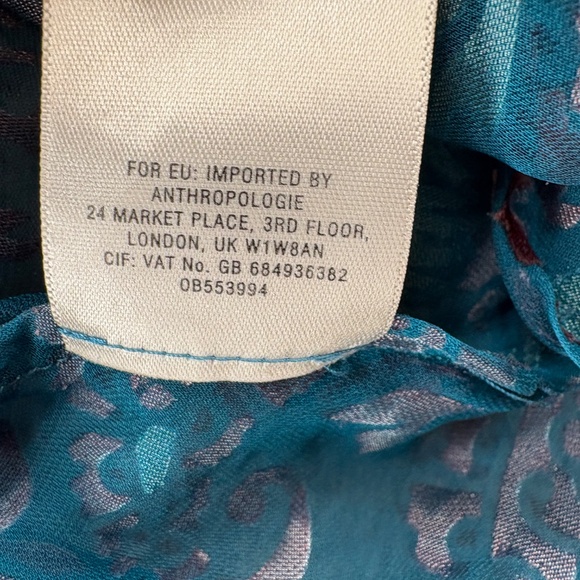 Floreat Anthropologie Silk Velvet Burnout Paisley Babydoll Top Small Boho - Picture 11 of 14